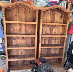 Rustic wood bookshelves