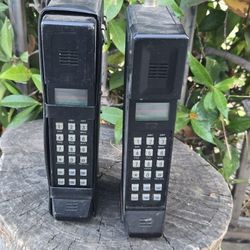 Two Vintage Black Brick Cellphones. Movie Prop