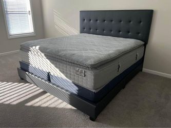 🔥 Brand New Gray/Charcoal Tufted Upholstered Bed Frame – King, Queen, Full & Twin Size - Opt Mattress & Box Spring | Pickup & Delivery 🚚