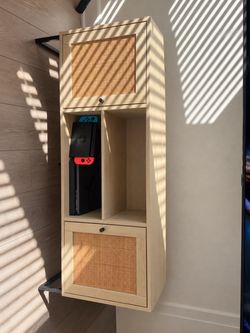 Rattan and Wood 2 Door TV Cabinet