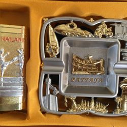 Oriental Lighter Holder & Ashtray Set.