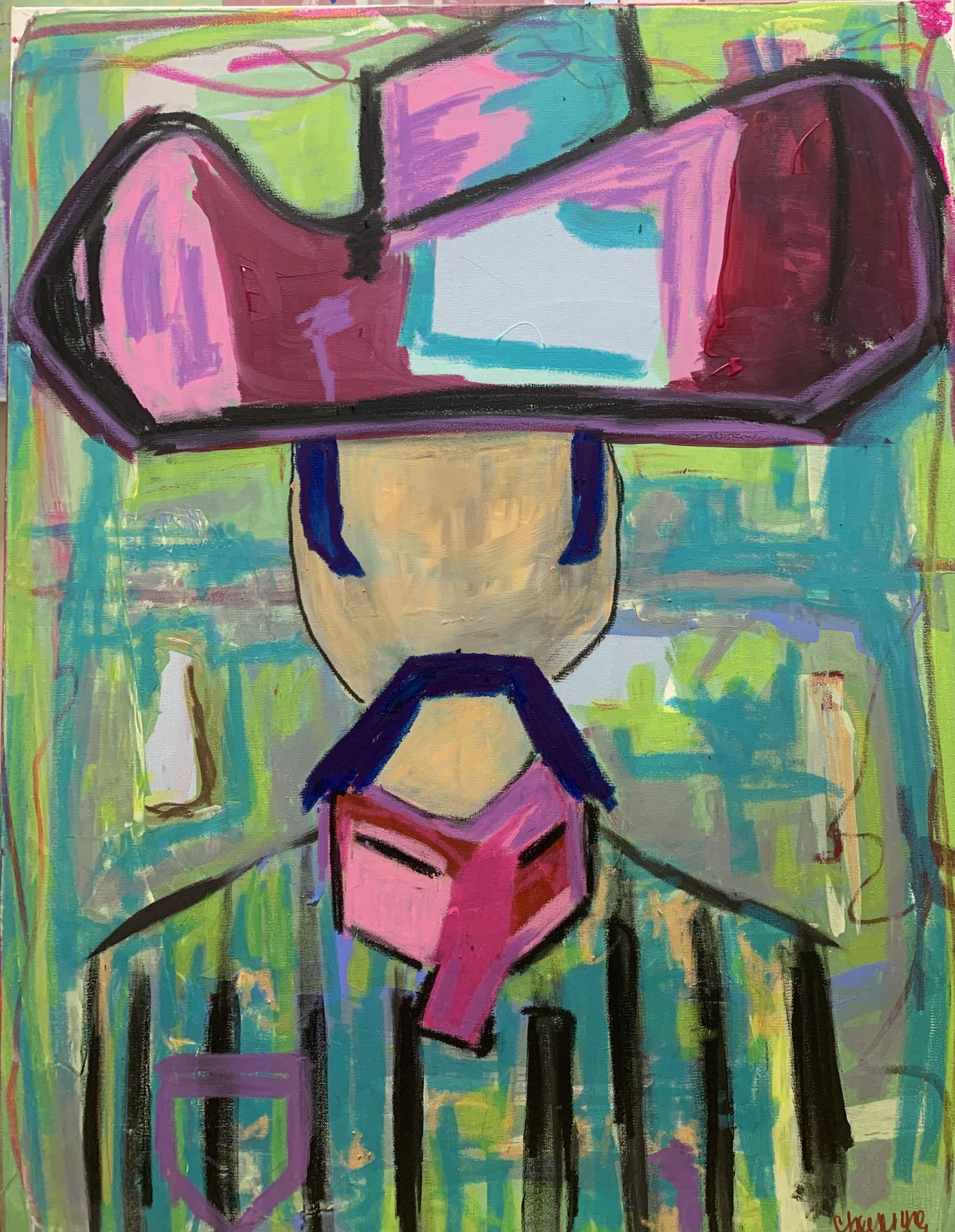 30x40” Abstract Cowboy Canvas Artwork