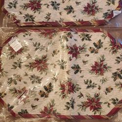 2 Sets Of Longaberger's Holiday Botanical Fields Reversible Placemats 