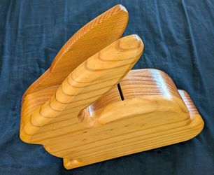 Large Vintage The nature company wood bunny Bank in time for Easter
