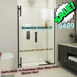 DreamLine
DreamLine Ascend Matte Black 56-1/2-in to 57-1/2-in W x 72-in H Frameless Clear Glass Pivot Shower door