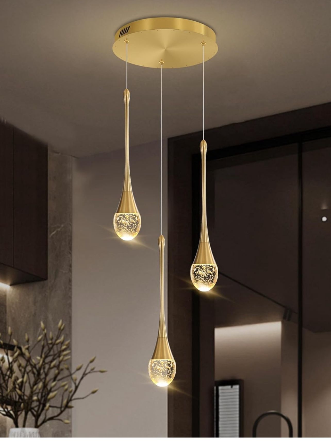 3-Light Gold Chandelier