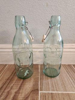 2 Glass Milk Bottles