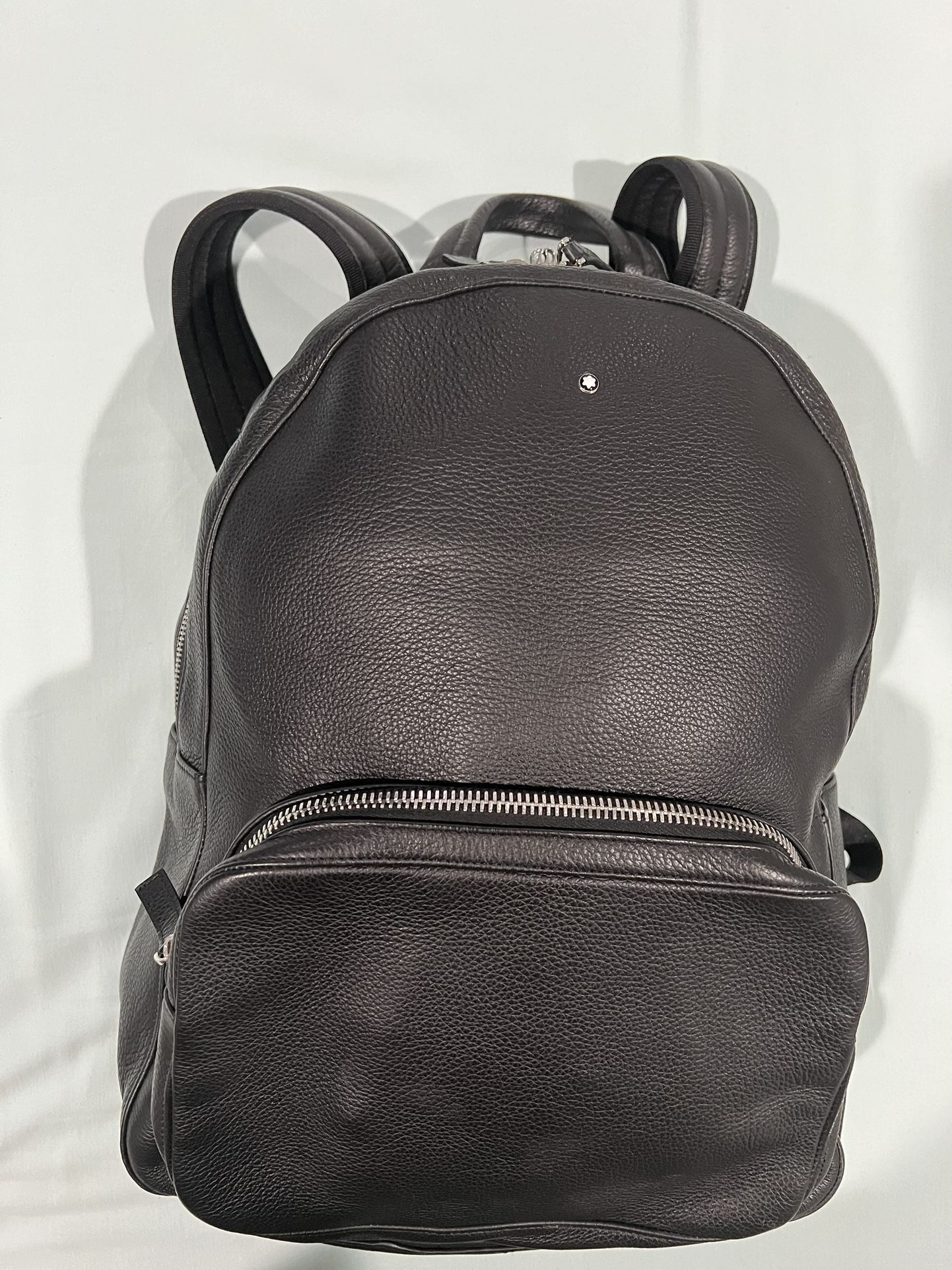 Mont Blanc Genuine Leather Backpack - Black