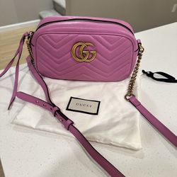Gucci Pink GG Marmont Chain Matelasse Bag