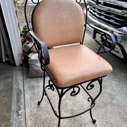3 Metal And Leather Chairs 