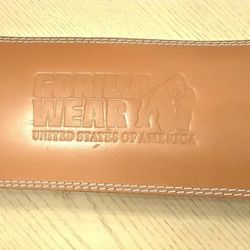 GORILLA WEAR Leather Weight Lifting Belt, 6” Padded Lumbar Back Support L/XL