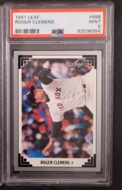 1991 LEAF - #488 ROGER CLEMENS PSA-9. BOSTON RED SOX HOF (POP. 24)