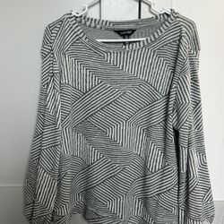 Geometric Knit Sweater 🤍 Gray & White Patterned Cozy Top