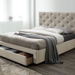 Brand New Beige Full Size Storage Bed Frame