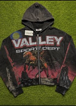 VALLEY SPORT DEPT Vintage Style Graphic Zip-Up Hoodie