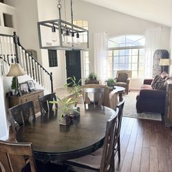 Dining Set With 6 Chairs and Removable Leaf