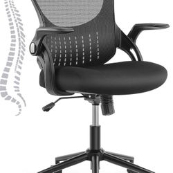 JHK Home Office Desk Chair – Ergonomic Office Chair with Lumbar Support and Flip-Up Armrests, Adjust