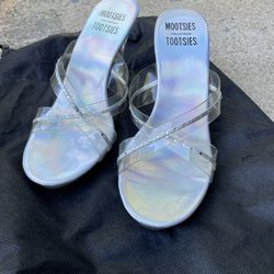 Size 6 Clear Heel Slip Ons