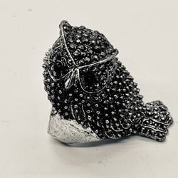 Statement silver tone quail ring