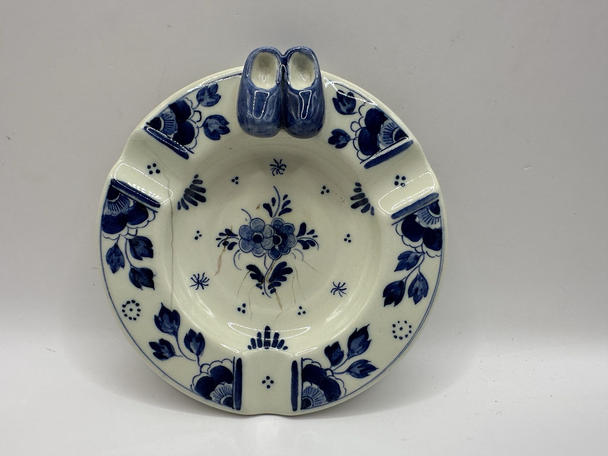 Vintage Delft Blue Windmill Ashtray
