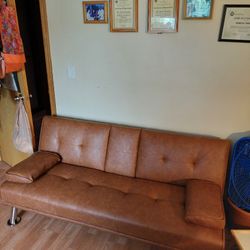 Futon Brown Faux Leather 