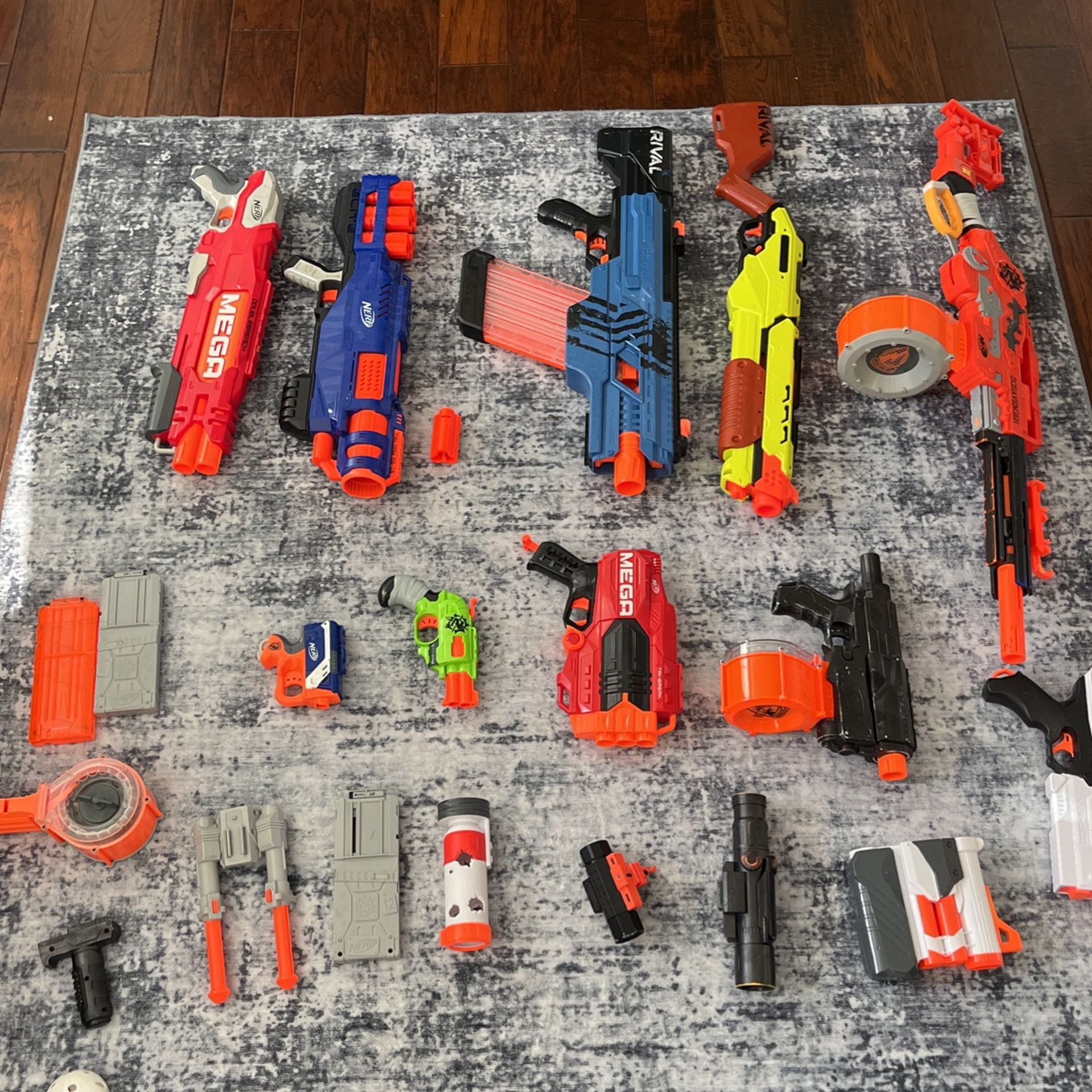 Lots Of Nerf Guns And Attachments
