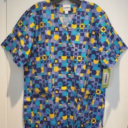 Landau Button Down Scrub Coat Top