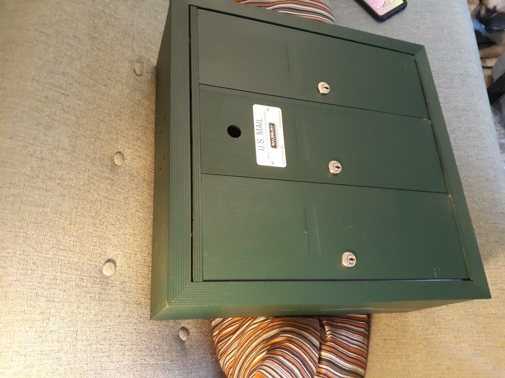 Triple Mailbax With Three Locks And Keys, Missing Master Lock