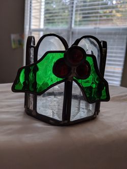 Stained glass holy Christmas candle holder