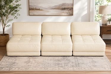 🔥 Cream leather modular sectional// Delivery Available!!