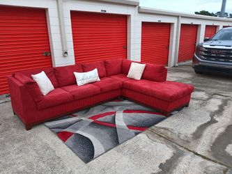 Red L Shaped Sectional Couch