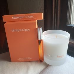 Clinique Limited Edition Happy Scented Home Candle and Roller Perfume Set