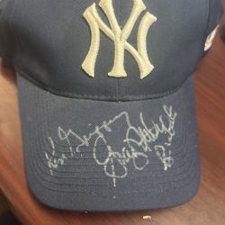 Ken Griffey Sr., Graig Nettles And Unknown Autograph Yankees Cap