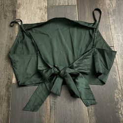 Green Satin Crop