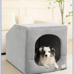Hovicaed Indoor Dog House for Extra Large Medium Small Sized Dogs - Dog Tent with Washable Removable Cover, Pet Orthopedic Dog Cave Bed Egg-Crate Foam