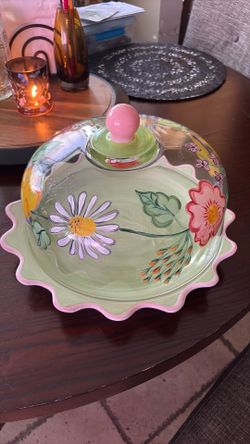 Vintage Hand Painted Scalloped Fioriware Cake Plate