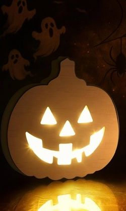 Halloween Wooden Light up Pumpkin Table Centerpiece