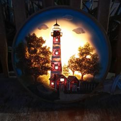 Lighted 3-D Lighthouse Accent Plate Lamp. (Nice) L@@K!