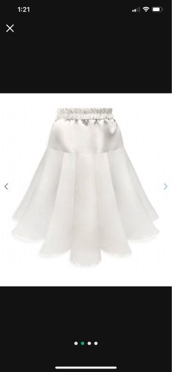 White Satin and Organza Flared Skirt