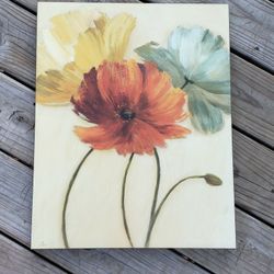 Hobby Lobby Canvas Print Floral Red Yellow Blue 