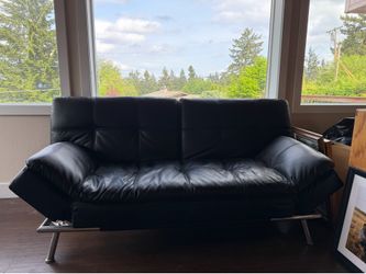 Black Leather Futon Lounger