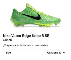 Nike Vapor Edge Kobe 6 SE Grinch Size 10
