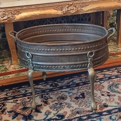 Antique BRASS European Chestnut Roaster, Foot Warmer. Pot, Planter. Jardinière. Heavy PATINA.