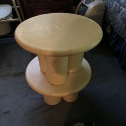Retro Set Of 3 Marble Mushroom Accent/  End Tables 