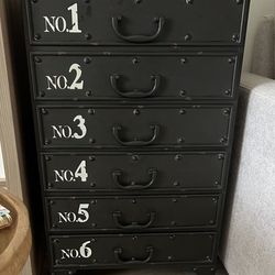 World Market Sylvia Accent Table Numbered Drawers Black Distressed Metal