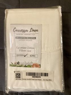 Carressa 100% Egyptian Cotton Queen Pillowcases - NEW 