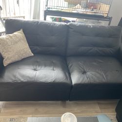Faux Leather Loveseat 