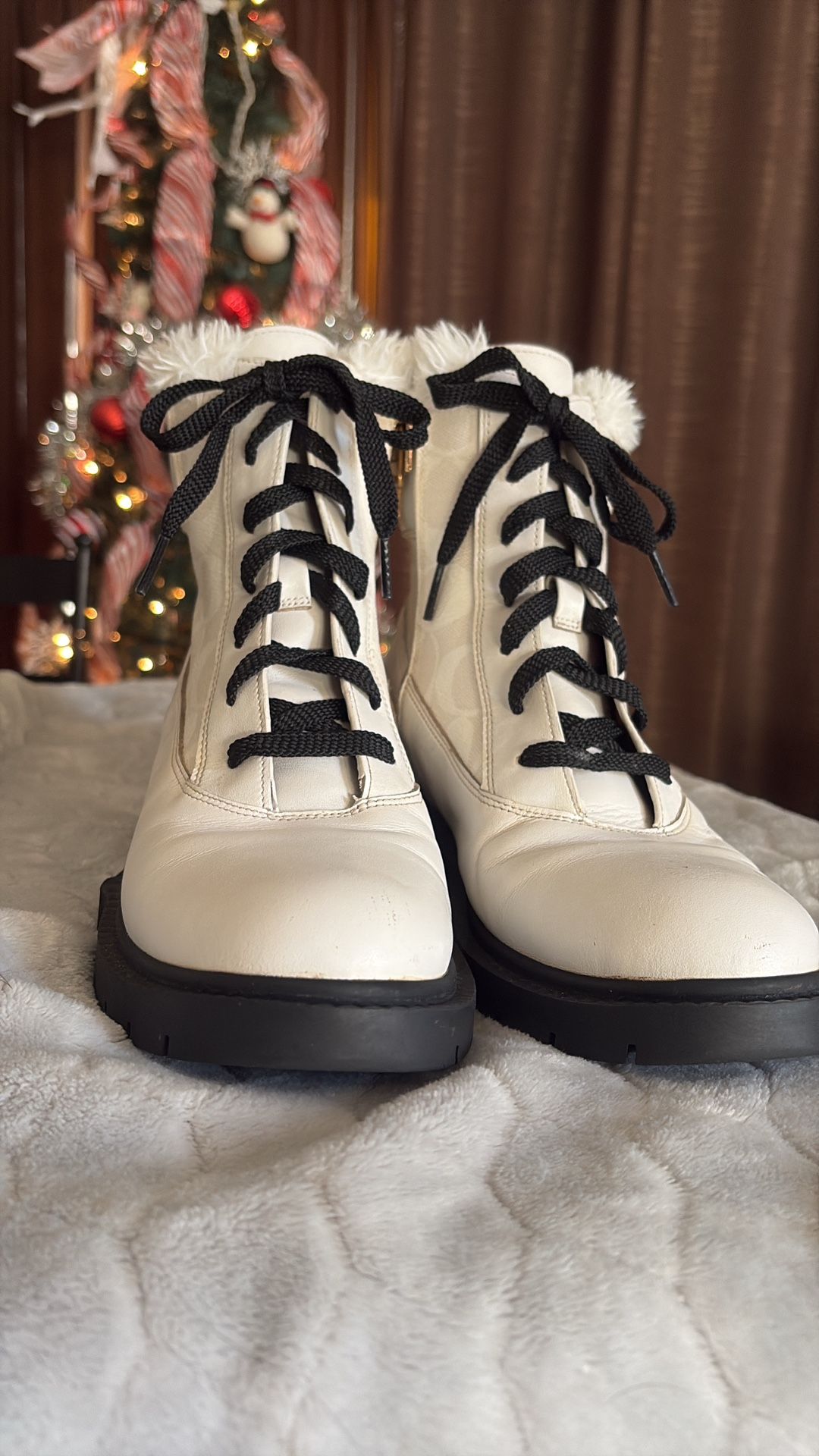 Coach! White Layne boots Size 8