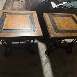 Pair Of Metal Frame Side Tables