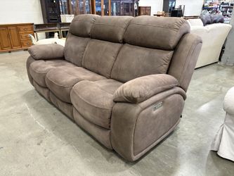 STANTON Cloud Zero Diversey Slate Power Headrest and Lumbar Reclining Sofa